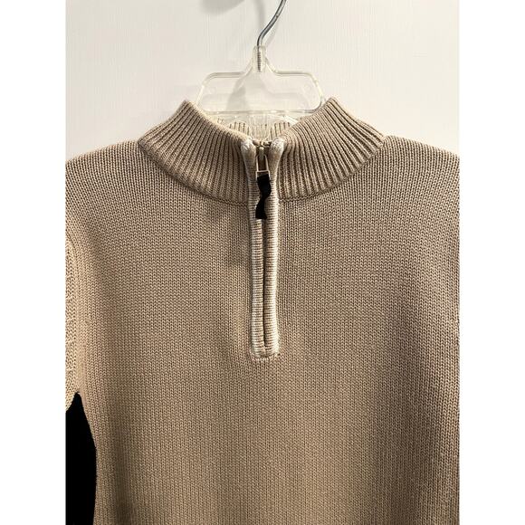 Hanna Andersson Size 110 Boys Quarter Zip Sweater Tan Black - Picture 2 of 5